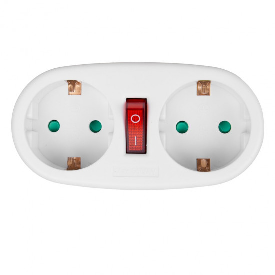 Maclean Current Outlet, Socket Splitter with 2 Sockets and Circuit Breaker, Type F, 2x16A, MCE338 F