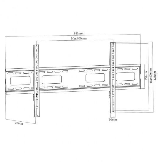 Maclean TV MC-420 Wall Mount Bracket 43-120 VESA 800x400 120kg Universal Adjustable Spirit Level Accessories Flat Heavy Duty