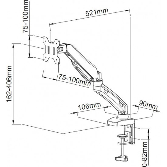 HOLDER FOR 1 LED/LCD MONITOR 13-27 L-11GD ART