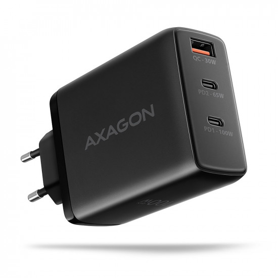 Axagon ACU-DPQ100 mobile device charger Mobile computer, Mobile phone, Netbook, Laptop, Smartphone, Smartwatch, Tablet, Universal Black AC Fast charging Indoor