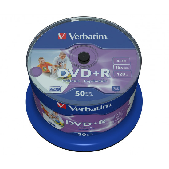 DVD+R 4.7GB 16X PHOTO/INK PRINTABLE 50PK SPINDLE