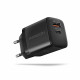 Axagon ACU-PQ30 Ladegerät QC3.0, 4.0/AFC/FCP/PPS/Apple+ PD USB-C, 30W - schwarz - Kompaktes Ladegerät - 1x USB-C und 1x USB-A Mobile phone, Smartphone, Smartwatch, Tablet, Universal Black AC Fast charging Indoor