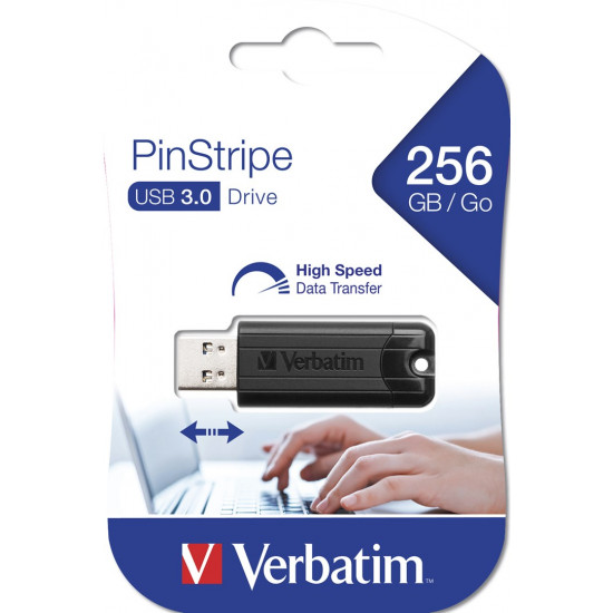 Verbatim PinStripe 3.0 - USB 3.0 Drive 256GB  - Black