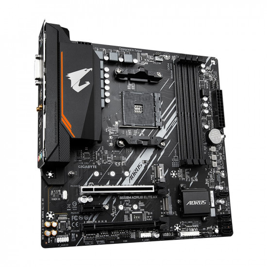 GIGABYTE B550M AORUS ELITE AX Motherboard - Supports AMD Ryzen 5000 CPUs, 5+3 Phases Pure Digital VRM, up to 4733MHz DDR5 (OC), 1xPCIe 4.0 M.2, Wi-Fi 6E, GbE LAN, USB 3.2 Gen 2