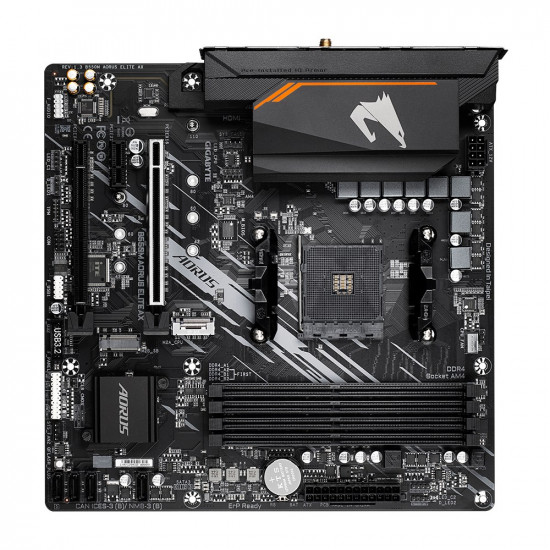 GIGABYTE B550M AORUS ELITE AX Motherboard - Supports AMD Ryzen 5000 CPUs, 5+3 Phases Pure Digital VRM, up to 4733MHz DDR5 (OC), 1xPCIe 4.0 M.2, Wi-Fi 6E, GbE LAN, USB 3.2 Gen 2