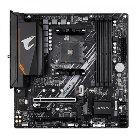 GIGABYTE B550M AORUS ELITE AX Motherboard - Supports AMD Ryzen 5000 CPUs, 5+3 Phases Pure Digital VRM, up to 4733MHz DDR5 (OC), 1xPCIe 4.0 M.2, Wi-Fi 6E, GbE LAN, USB 3.2 Gen 2