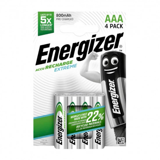 Energizer R03/AAA Ni-MH 800mAh Extreme Rechargeable Batteries - 4 pcs