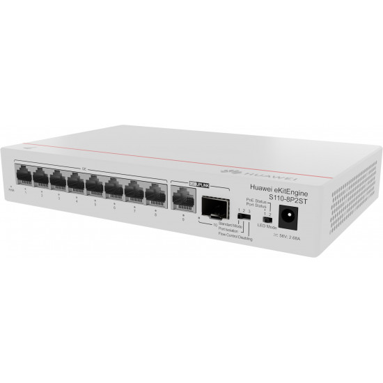 HUAWEI eKit S110 Series S110-8P2ST Unmanaged L2 Gigabit Ethernet (10/100/1000) Power over Ethernet (PoE) Grey