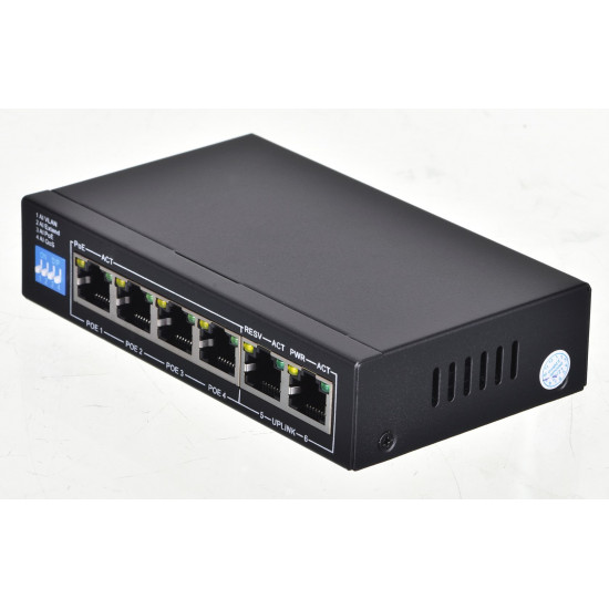 Extralink PoE Switch KRIOS 4x Gigabit PoE/PoE+, 2x RJ45 Uplink Gigabit, 60W