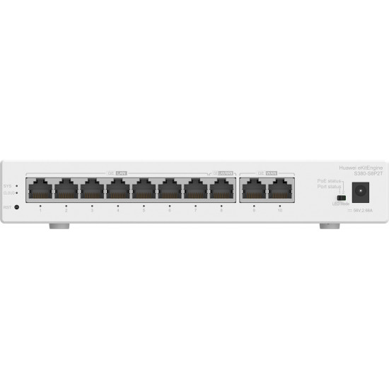 HUAWEI eKit S380 Series S380-S8P2T Managed Gigabit Ethernet (10/100/1000) Power over Ethernet (PoE) 1U Grey