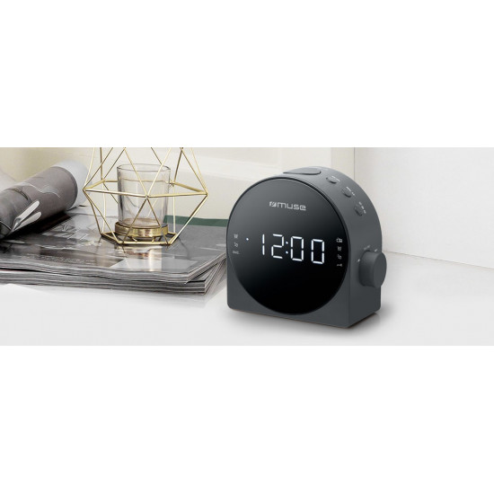 Muse | M-185CR | Dual Alarm Clock radio PLL | AUX in | Black