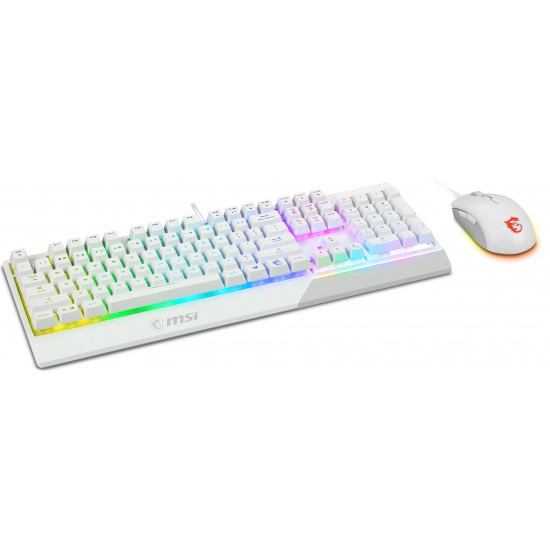 MSI VIGOR GK30 COMBO WHITE MEMchanical Gaming Keyboard + Gaming Mouse Bundle 'UK Layout, 6-Zone RGB Lighting Keyboard, Dual-Zone RGB Lighting Mouse, 5000 DPI Optical Sensor, Center'