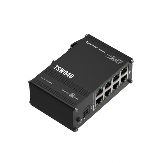 Teltonika NETWORKS TSW040 8-Port PoE+ Switch Unmanaged Fast Ethernet (10/100) Power over Ethernet (PoE) Black