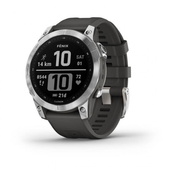 Garmin fenix 7 3.3 cm (1.3) MIP 47 mm Digital 260 x 260 pixels Touchscreen Silver Wi-Fi GPS (satellite)