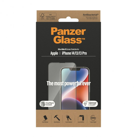 PanzerGlass | Screen protector | Apple | iPhone 14/13/13 Pro | Tempered Glass | Transparent | Fingerprint resistant; Diamond strength; Ultra-Wide Fit