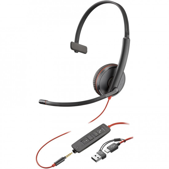 HP Poly Headset Blackwire C3215 Mono USB-C/A & 3,5 mm