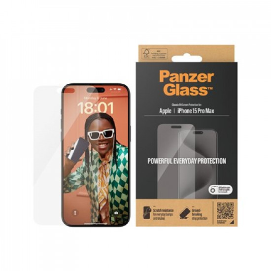 PanzerGlass ® Screen Protector iPhone 15 Pro Max | Classic Fit