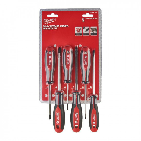 MILWAUKEE SCREWDRIVER SET 6pcs. (SL&PH)