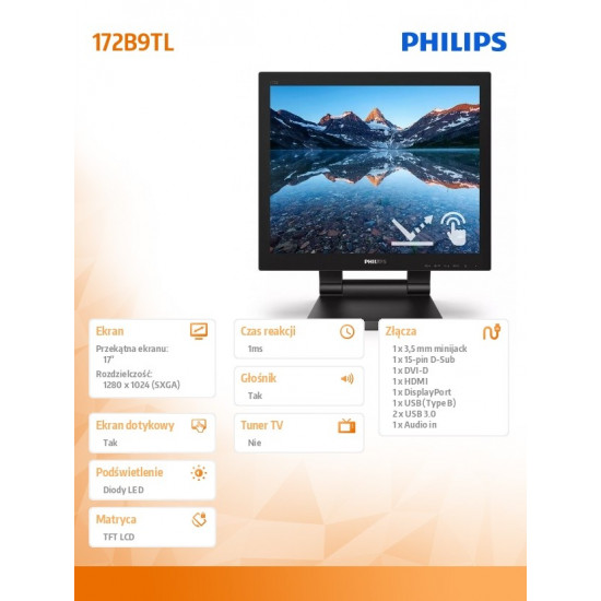 Monitor 17 inch 172B9TL LED Touch DVI HDMI DP