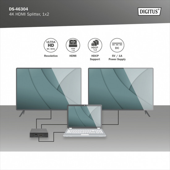 Splitter / Splitter HDMI 4K UHD 3D, 2-port