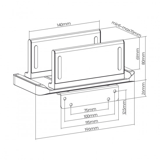 Adjustable mini CPU PC holder Maclean MC-454