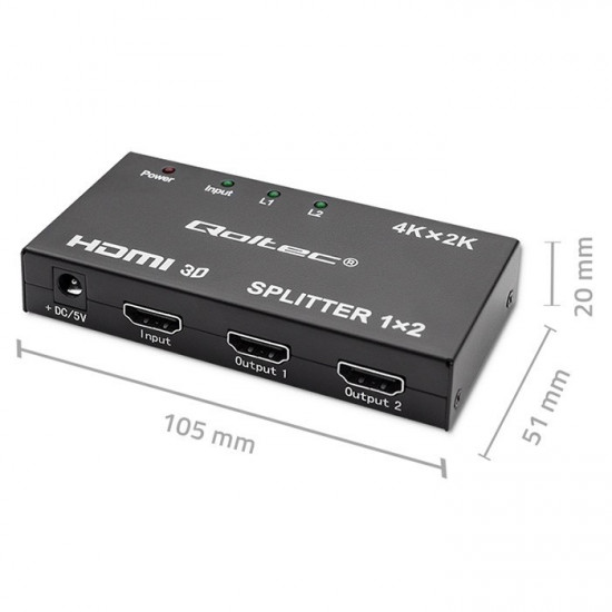 Active HDMI Splitter 2 x HDMI 4Kx2K, 3.4bps