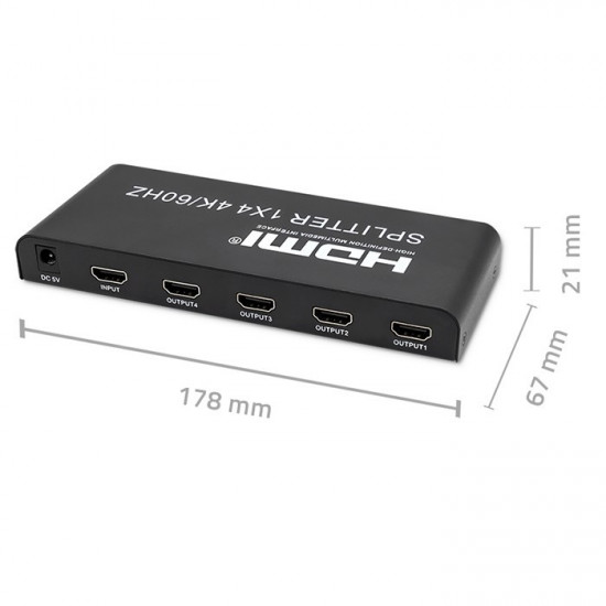 Active HDMI Splitter 4 x HDMI 4Kx2K,6bps,60H