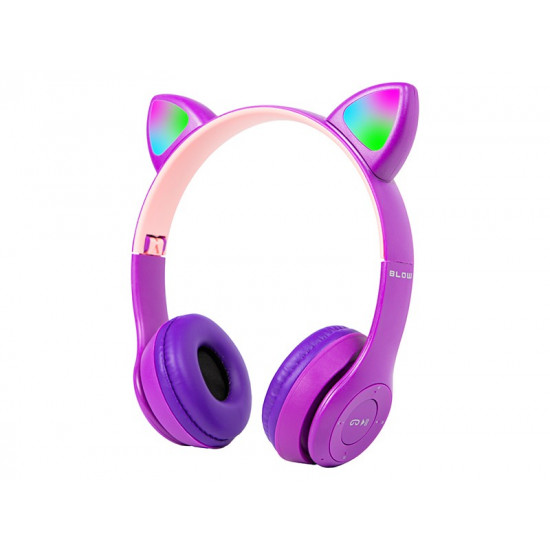 Wireless headset Bluetooth 5.0 LED for kids purple ears