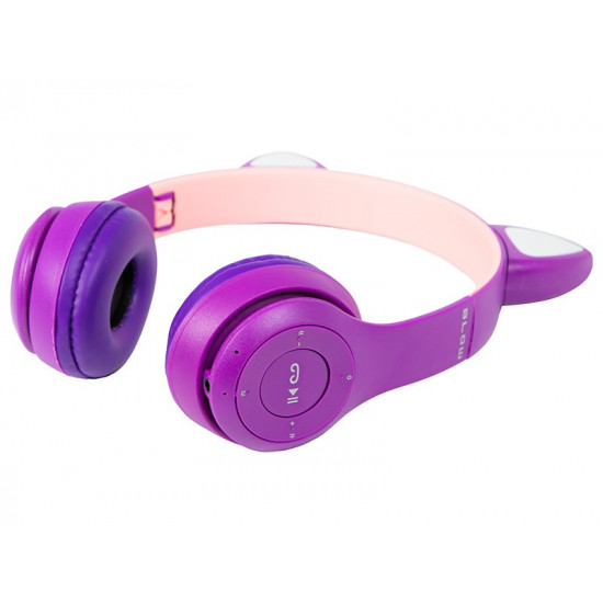 Wireless headset Bluetooth 5.0 LED for kids purple ears