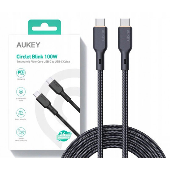 AUKEY CB-KCC101 Nylon C able USB C - USB C 1m