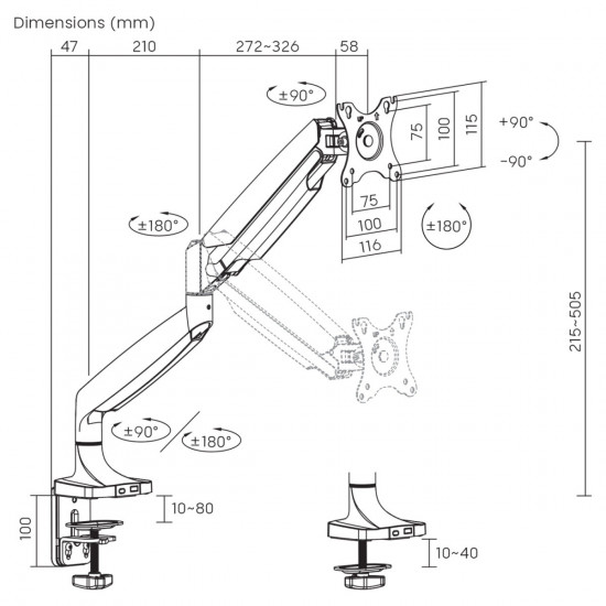 Monitor mount 16kg 17- 45 inches, MC-969