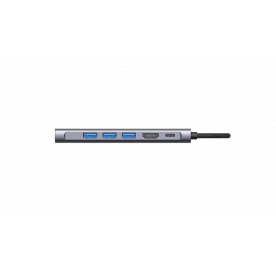 Hub 7-in-1 USB-C USB3.2 Gen1. Type-C, 3xUSB-A HDMI, SD, microSD slot. PD 100W