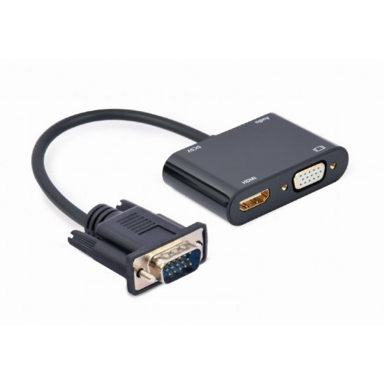 Signal converter VGA to HDMI + VGA black, 15 cm