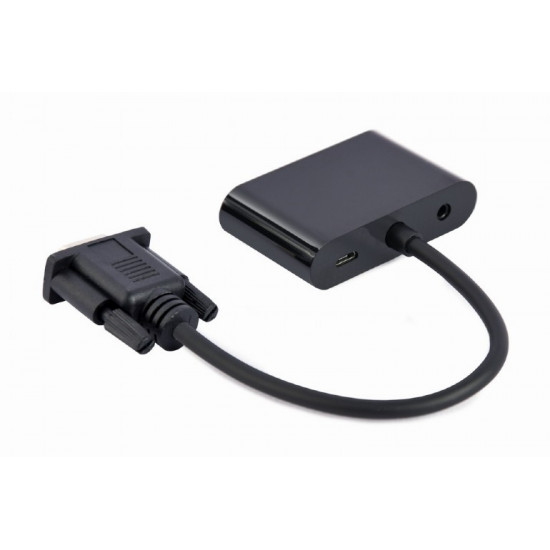 Signal converter VGA to HDMI + VGA black, 15 cm