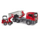 MAN TGS with roller container and mini excavator