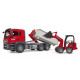 MAN TGS with roller container and mini excavator