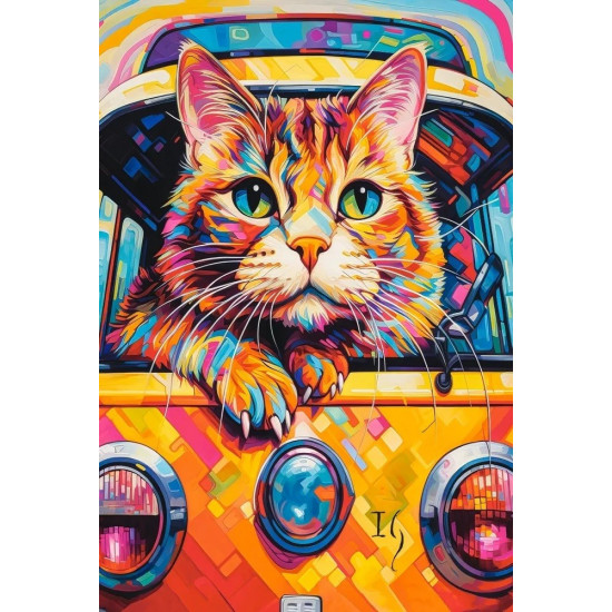 Puzzles 1000 elements Cat Bus Travel