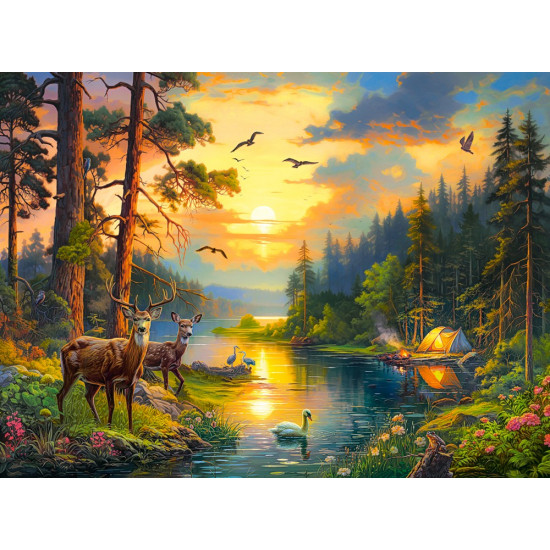 Puzzle 3000 elements Sunset over Forest River