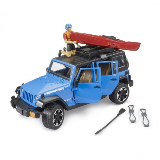 Vehicle Jeep Wrangler Rubicon with kayak and figurine