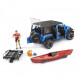 Vehicle Jeep Wrangler Rubicon with kayak and figurine