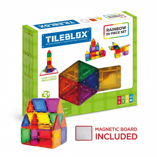 Magnetic blocks Tileblox Rainbow set with magnetic board