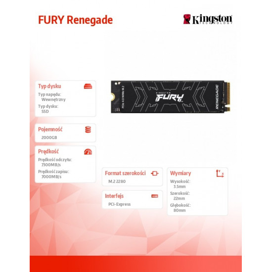 SSD drive FURY Renegade 2000G PCIe 4.0 NVMe M.2