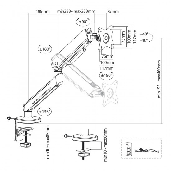 Gaming monitor mount LED NanoRS RS165