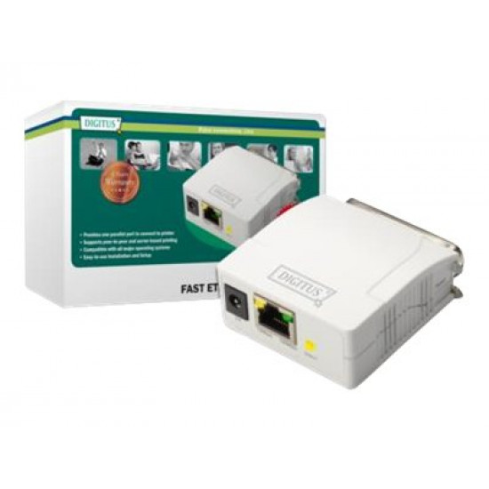 Digitus | Fast Ethernet Print Server, 1-Port 1x RJ45, 1x DB-36-pin male Centronics | DN-13001-1 | White