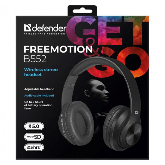 Bluetooth in-ear headphones with microphone DEFENDER FREEMOTION B552 black