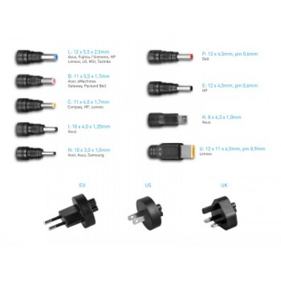 AVACOM QUICKTIP 45W - UNIVERSAL ADAPTER FOR NOTEBOOKS + 9 CONNECTORS