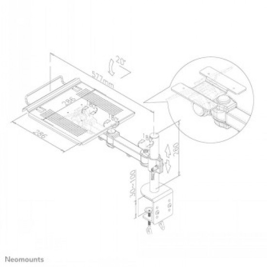 NEWSTAR NOTEBOOK SWIVEL ARM (HEIGTH: 0-27 CM / DEPTH: 30-60 CM)