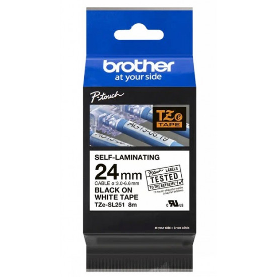 BROTHER TZESL251 24 MM BLACK ON WHITE SELF LAMINATE