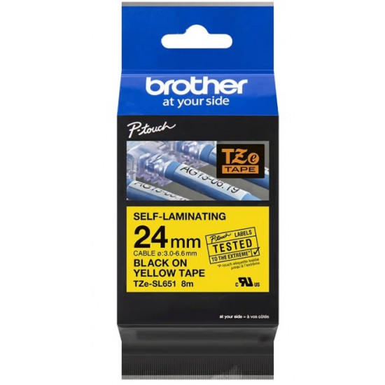 BROTHER TZESL651 24 MM BLACK ON YELLOW SELF LAMINATE