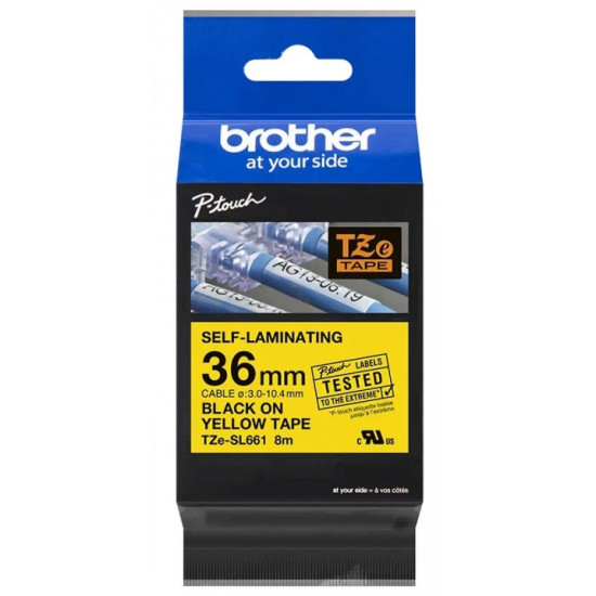 BROTHER TZESL661 36 MM BLACK ON YELLOW SELF LAMINATE